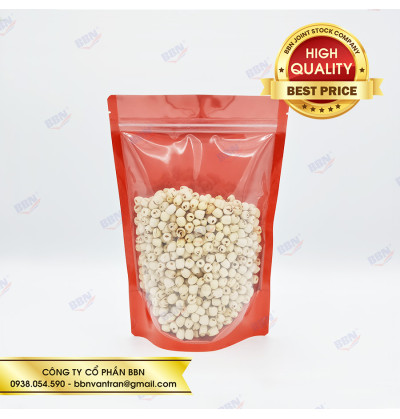 Túi zipper nhôm đáy đứng mặt trong mặt đỏ (1kg)